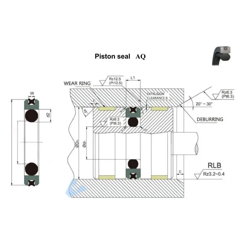 PTFE / NBR Bidirectional Piston Seal Kit For Piston Accumulators Support Cylinders And Positioning Cylinders