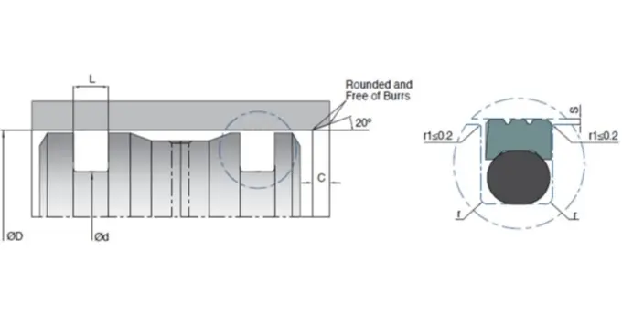 KL128 NBR PTFE Piston Seal Ring High Wear Resistance Low Friction 0