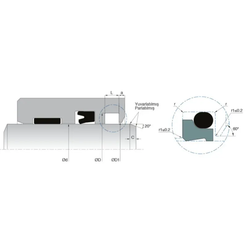                     KL105 PTFE NBR Cylinder Wiper Seal with an energizer o ring                