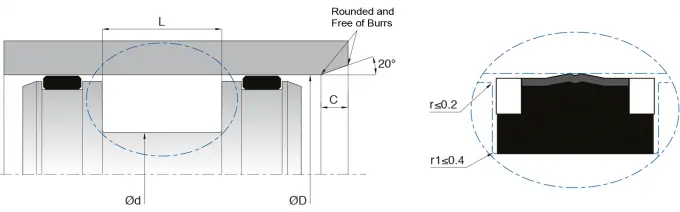 Abrasion Resistant Compact Piston Seal  KL44  three pieces compact set 0