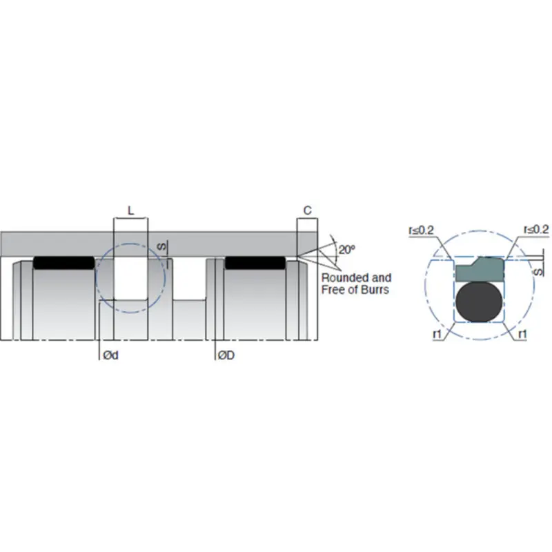                     KL35 Single Acting Piston Seal Energizer Elastomer O Ring                