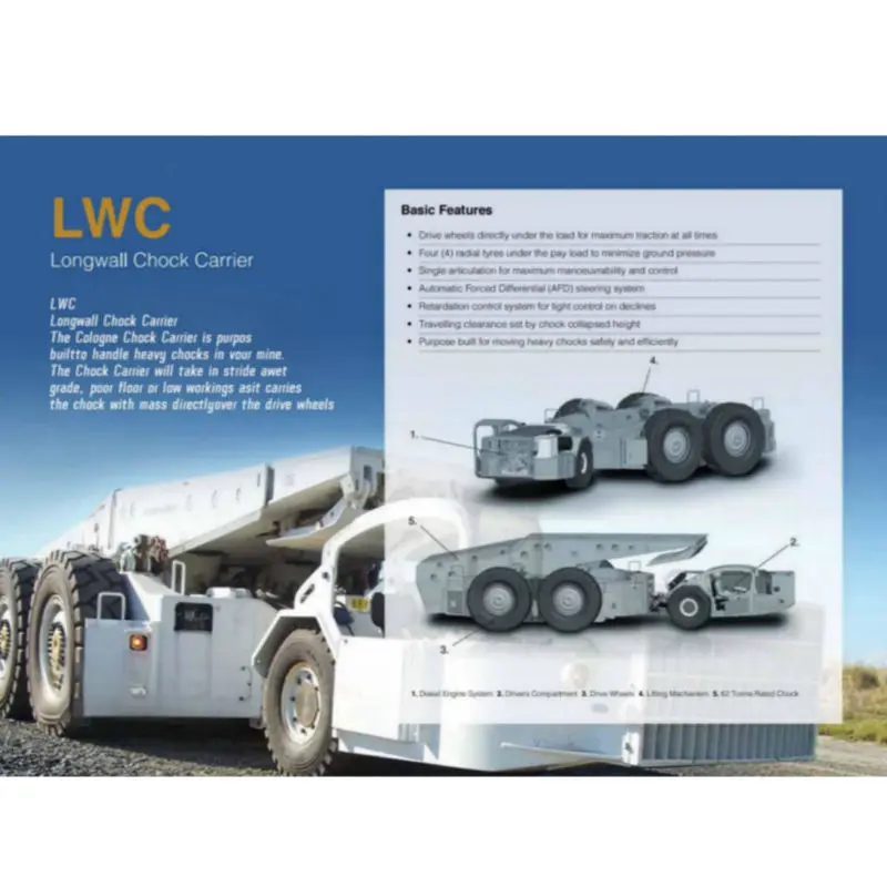                     55/70T LWC Longwall Chock Carrier 10 Km/Hr 20 Km/Hr For Coal Mine Underground Operations                