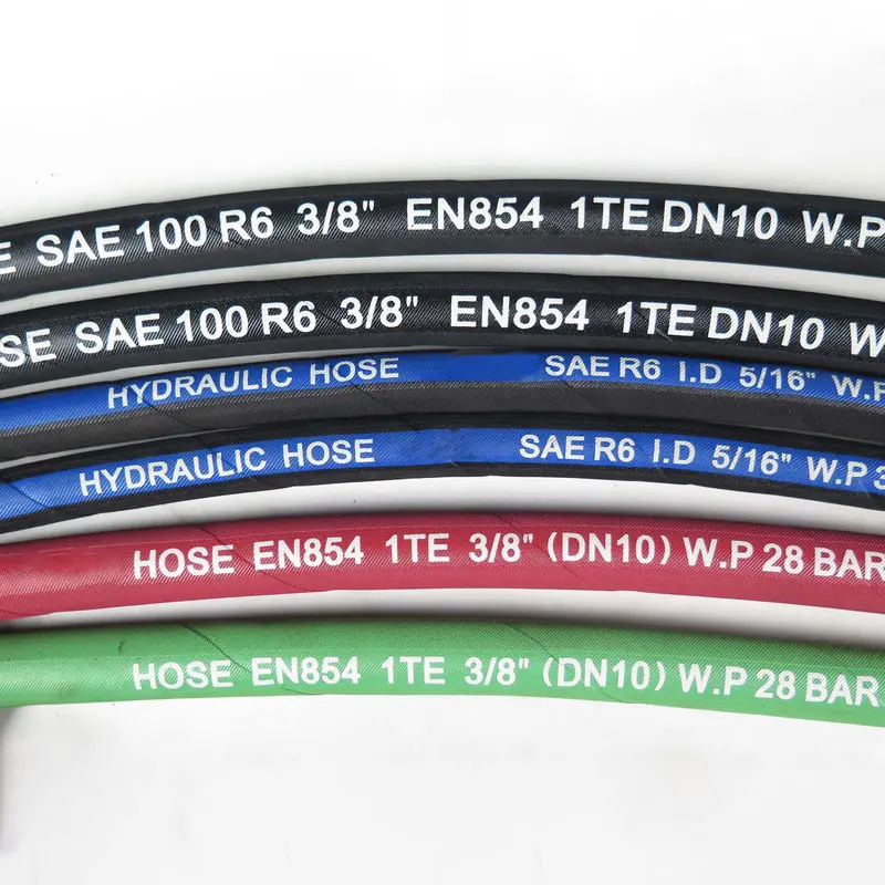                     Top Quality EN853 SAE 100 R6 Oil Air Water Hydraulic Hose R6 Textile Rubber Hose                