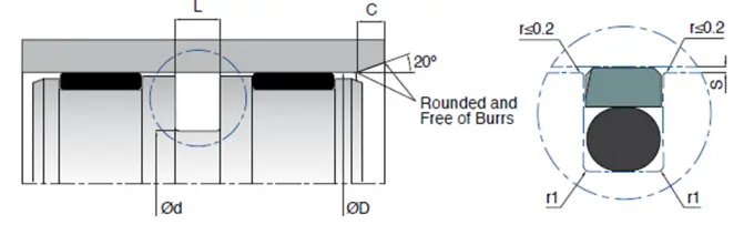 PTFE Sealing Ring ,  Energizer Elastomer O ring With ISO Housings 0