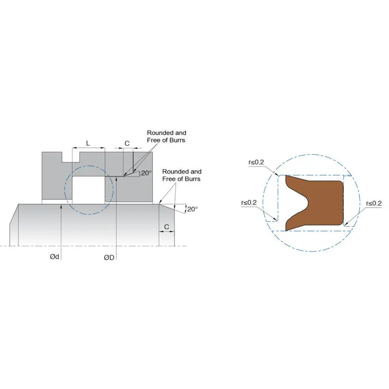                     Kl110 Hydraulic Low Pressure Chevron Seal High Speeds Water Compatibility                