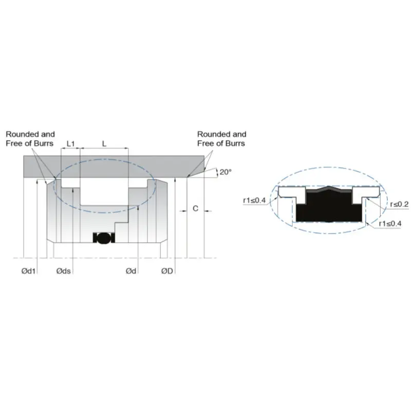 KL42 Hydraulic Piston Seals 3 Piece Compact Elastomeric Sealing Ring