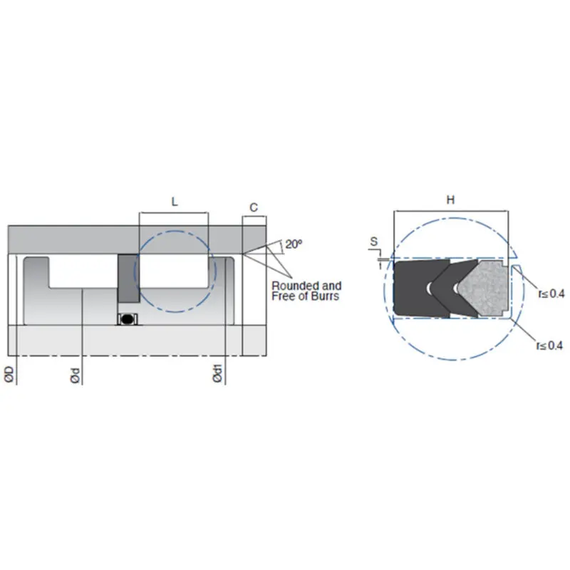                     Single Acting Hydraulic Piston Seals Set With Thermoplastic Header Ring                