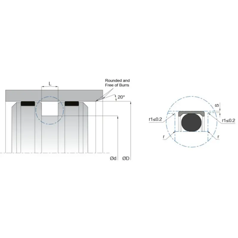                     High Speed PTFE Piston Seals Types Double Acting Low Friction                