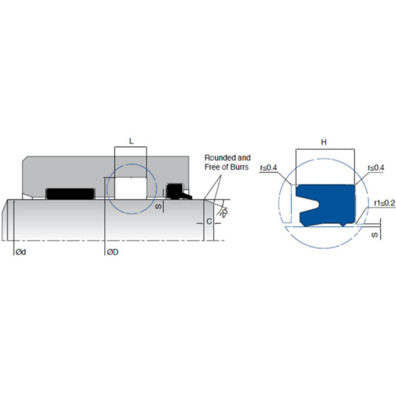                     KL08 Single Acting Rod Seals Wear Resistant Easy Installation                