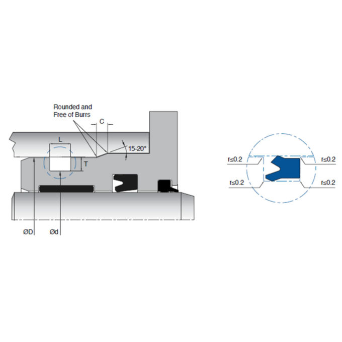Kl119 Single Acting Sealing Elements PU Material High Extrusion Resistant 0